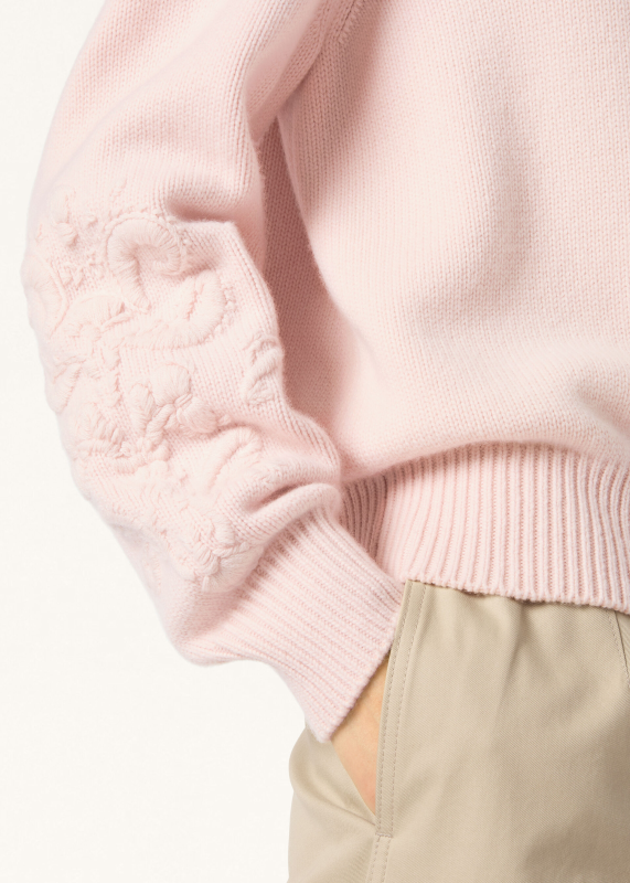 LORO PIANA CLASSIC CREWNECK  BABY CASHMERE  PALE BABY ROSE