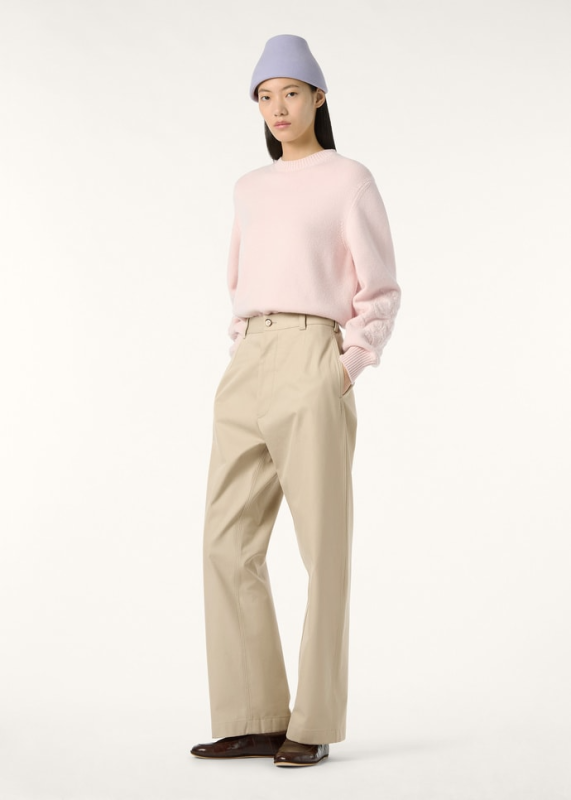 LORO PIANA YOKO TROUSERS  COTTON RAMMED BEIGE