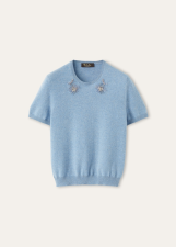 LORO PIANA CLASSIC CREWNECK  BABY CASHMERE AIRY SKY MELANGE