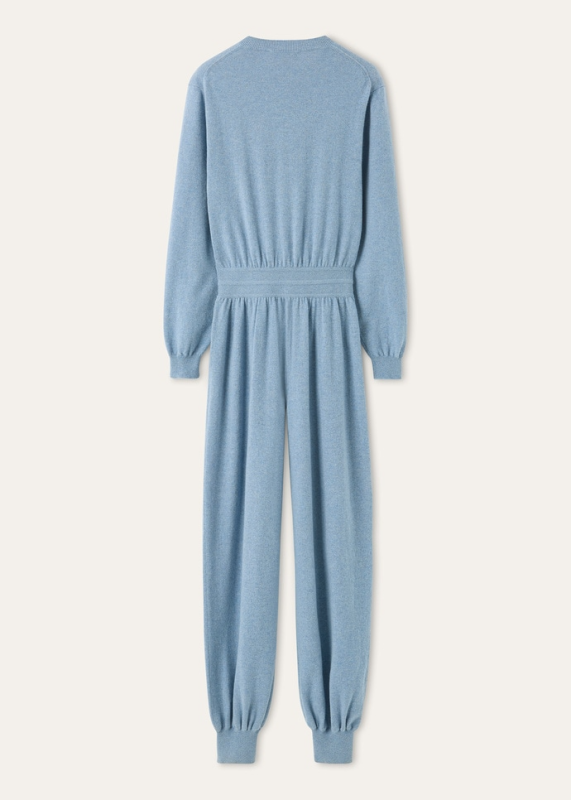 LORO PIANA CLASSIC JUMPSUIT  BABY CASHMERE AIRY SKY MELANGE