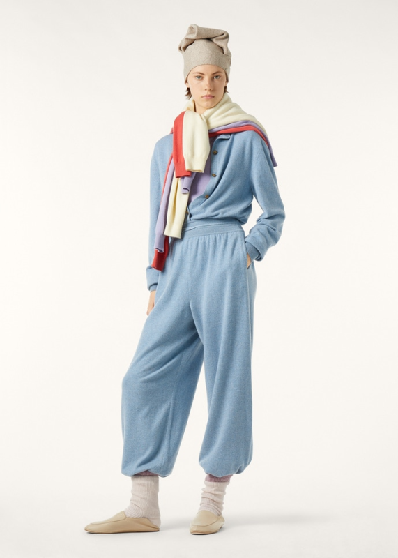 LORO PIANA CLASSIC JUMPSUIT  BABY CASHMERE AIRY SKY MELANGE