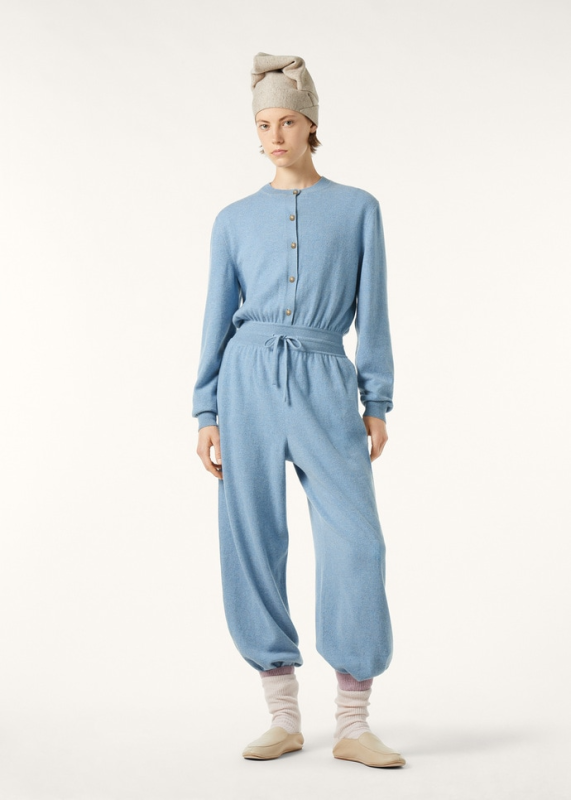 LORO PIANA CLASSIC JUMPSUIT  BABY CASHMERE AIRY SKY MELANGE