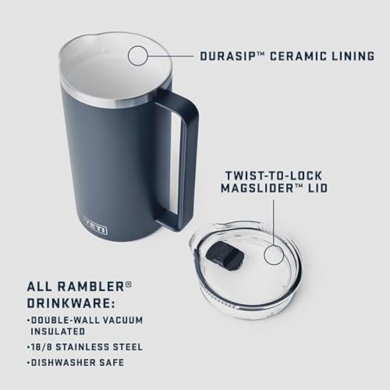 YETI RAMBLER 64 OZ NAVY PITCHER VACUUM INSULATED STAINLESS STEEL WITH MAGSLIDER LID