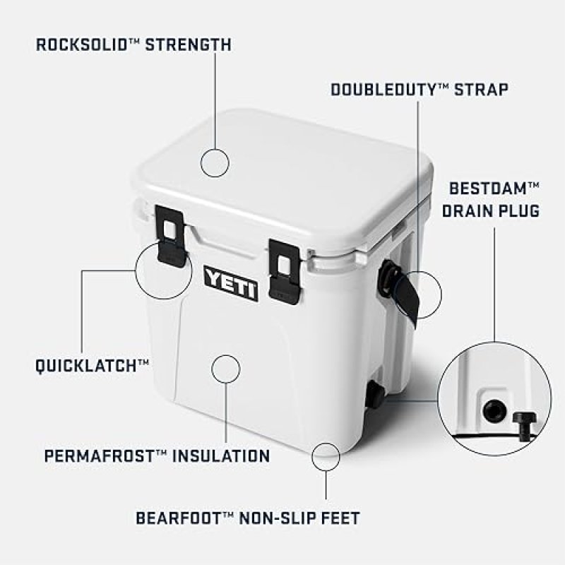 YETI ROADIE 24 2.0 HARD COOLER WITH DOUBLEDUTY SHOULDER STRAP AND BUILT-IN DRAIN PLUG