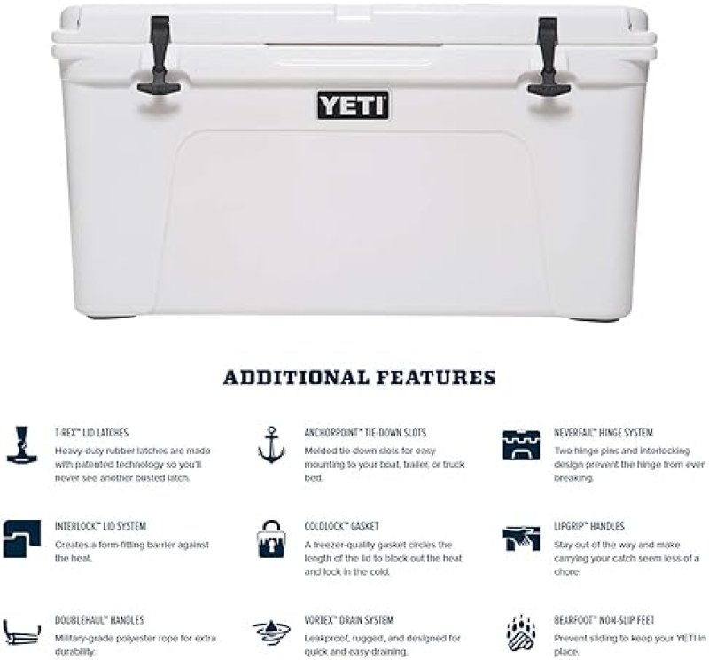 YETI TUNDRA 75 COOLER DURABLE HIGH-PERFORMANCE OUTDOOR ICE CHEST FOR CAMPING FISHING
