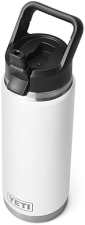 YETI RAMBLER 26 OZ WHITE STAINLESS STEEL VACUUM INSULATED BOTTLE WITH STRAW CAP