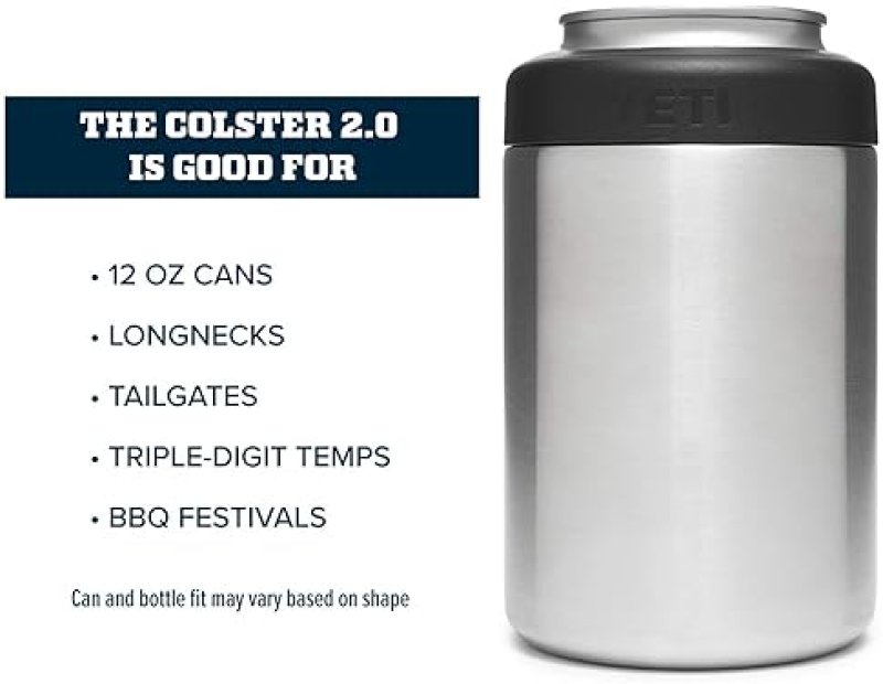 YETI RAMBLER 12 OZ CAN INSULATOR STAINLESS STEEL COLSTER FOR STANDARD CANS, NO INSERT