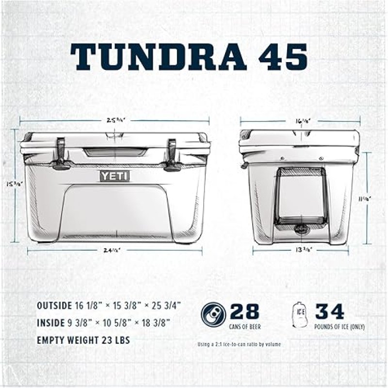 YETI TUNDRA 45 COOLER DURABLE HIGH-PERFORMANCE INSULATED OUTDOOR ICE CHEST