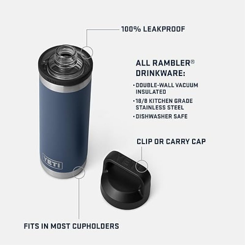 YETI RAMBLER 18 OZ WHITE STAINLESS STEEL VACUUM INSULATED BOTTLE WITH CHUG CAP