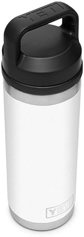 YETI RAMBLER 18 OZ WHITE STAINLESS STEEL VACUUM INSULATED BOTTLE WITH CHUG CAP