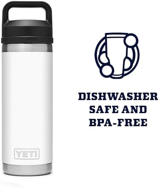 YETI RAMBLER 18 OZ WHITE STAINLESS STEEL VACUUM INSULATED BOTTLE WITH CHUG CAP