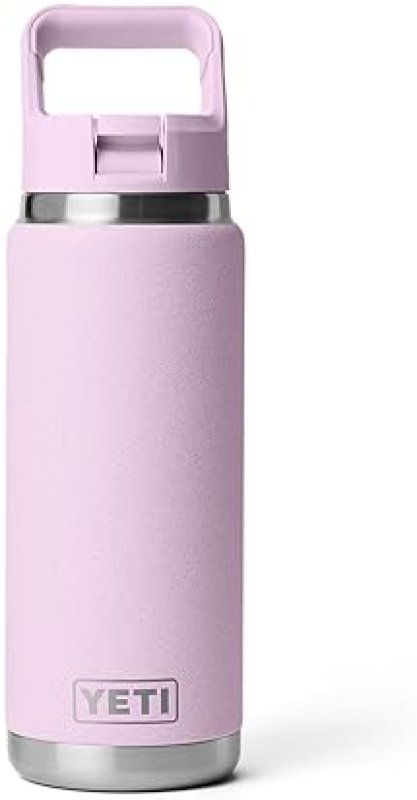 YETI RAMBLER 26 OZ STAINLESS STEEL VACUUM INSULATED BOTTLE WITH COLOR MATCHING STRAW CAP
