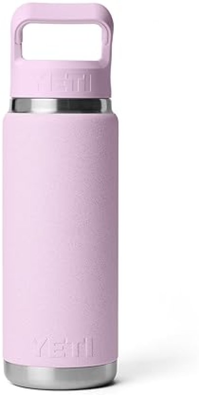 YETI RAMBLER 26 OZ STAINLESS STEEL VACUUM INSULATED BOTTLE WITH COLOR MATCHING STRAW CAP