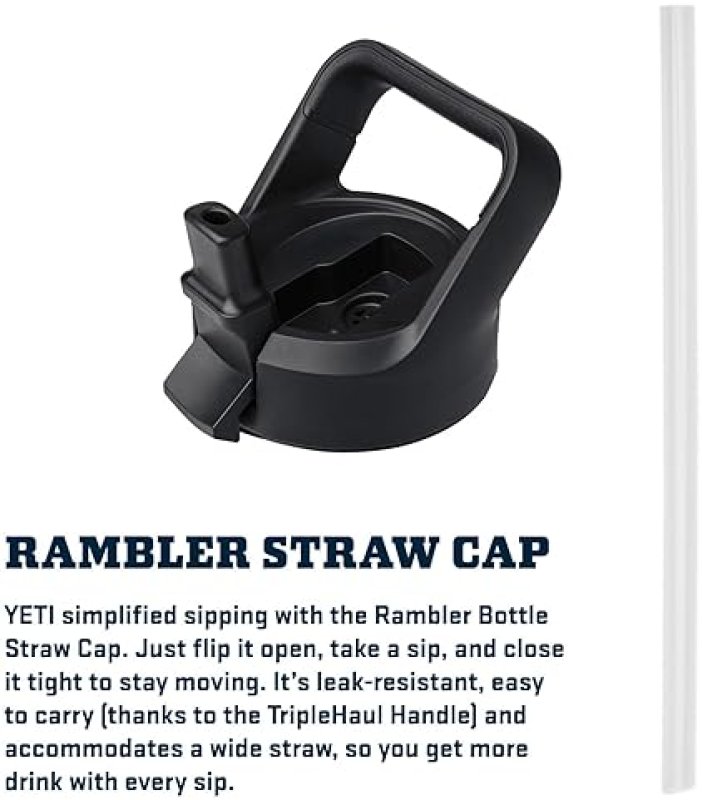 YETI RAMBLER 26 OZ STAINLESS STEEL VACUUM INSULATED BOTTLE WITH COLOR MATCHING STRAW CAP