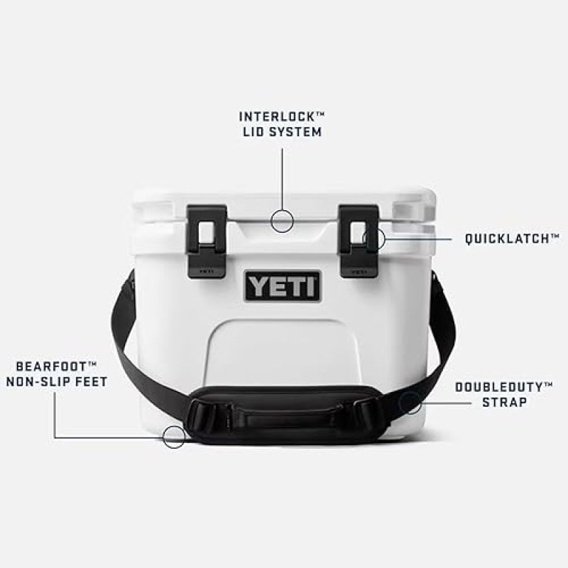YETI ROADIE 15 HARD COOLER WITH DOUBLEDUTY SHOULDER STRAP DURABLE PORTABLE COOLER BAG