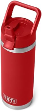 YETI RAMBLER 18 OZ VACUUM INSULATED STAINLESS STEEL BOTTLE WITH STRAW CAP RESCUE RED