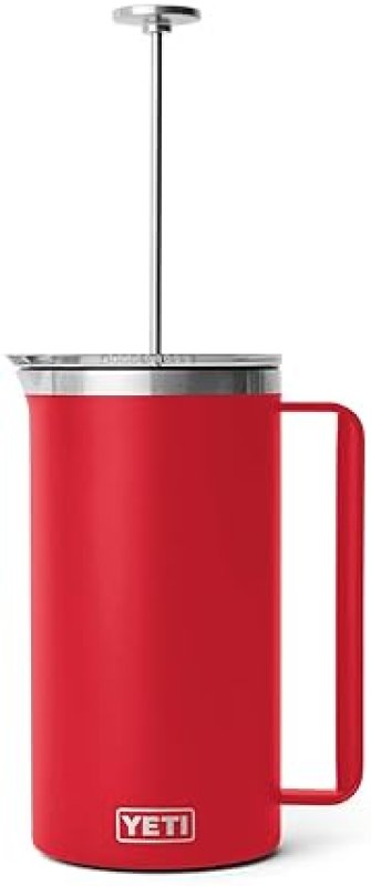 YETI RAMBLER 64 OZ FRENCH PRESS COFFEE MAKER WITH GROUNDSCONTROL FILTER RESCUE RED