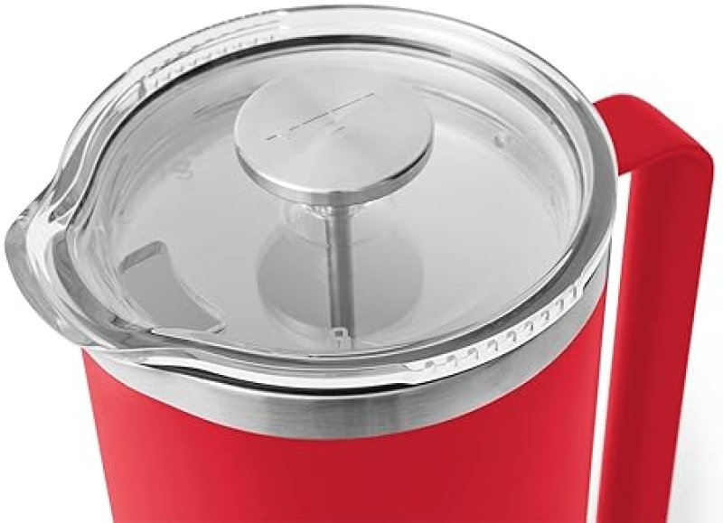 YETI RAMBLER 64 OZ FRENCH PRESS COFFEE MAKER WITH GROUNDSCONTROL FILTER RESCUE RED