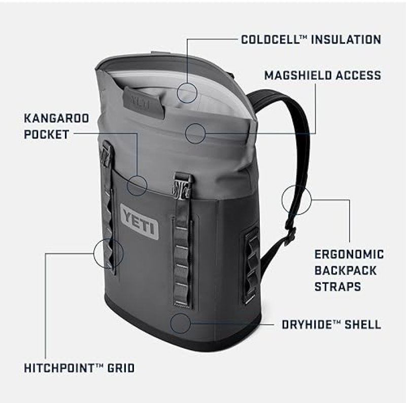 YETI HOPPER M SERIES SOFT SIDED BACKPACK COOLER WITH MAGSHIELD ACCESS DURABLE PORTABLE