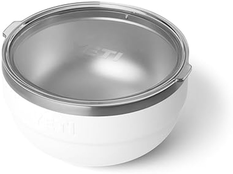 YETI RAMBLER 2 QUART WHITE STAINLESS STEEL BOWL WITH LID VACUUM INSULATED, STACKABLE NESTABLE