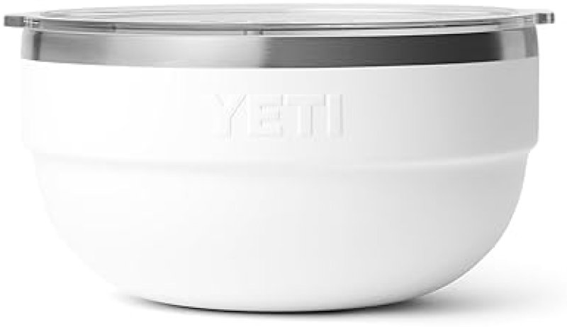 YETI RAMBLER 2 QUART WHITE STAINLESS STEEL BOWL WITH LID VACUUM INSULATED, STACKABLE NESTABLE