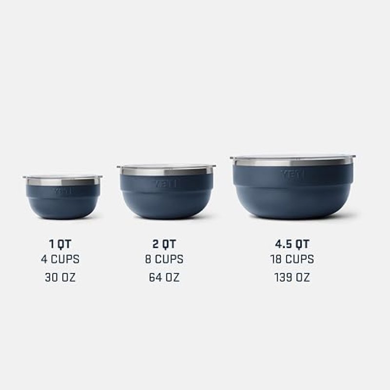 YETI RAMBLER 2 QUART WHITE STAINLESS STEEL BOWL WITH LID VACUUM INSULATED, STACKABLE NESTABLE