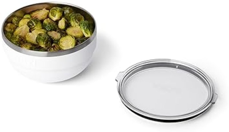 YETI RAMBLER 2 QUART WHITE STAINLESS STEEL BOWL WITH LID VACUUM INSULATED, STACKABLE NESTABLE