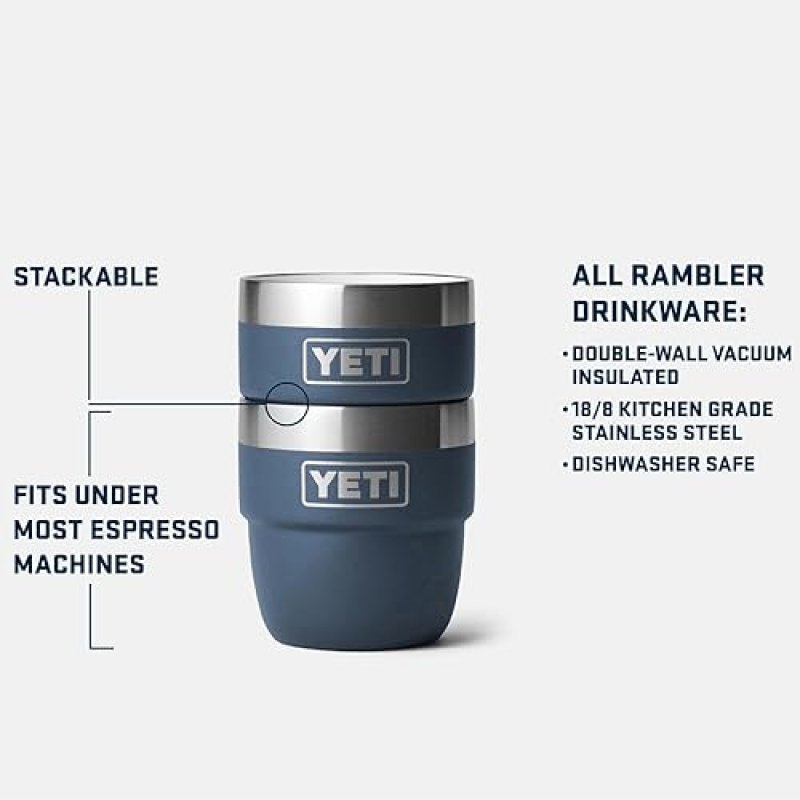 YETI RAMBLER 4 OZ STAINLESS STEEL VACUUM INSULATED ESPRESSO CUPS, STACKABLE, 2 PACK