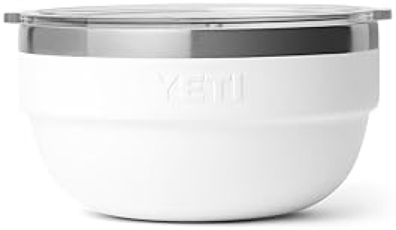 YETI RAMBLER 1 QUART WHITE STAINLESS STEEL VACUUM INSULATED STACKABLE BOWL WITH LID