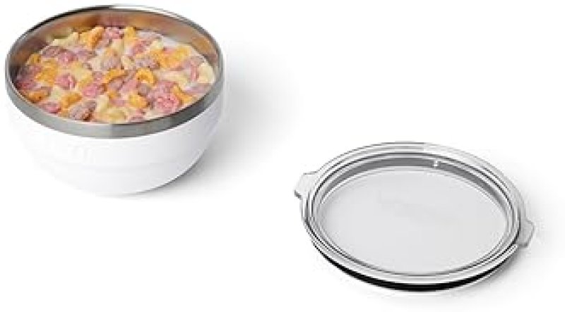 YETI RAMBLER 1 QUART WHITE STAINLESS STEEL VACUUM INSULATED STACKABLE BOWL WITH LID