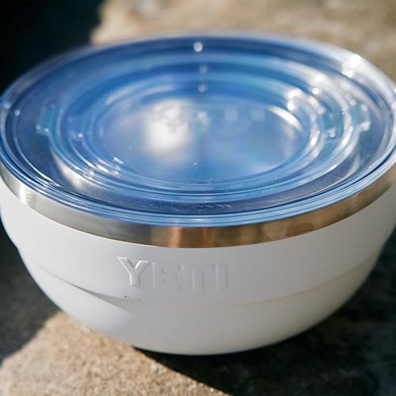 YETI RAMBLER 1 QUART WHITE STAINLESS STEEL VACUUM INSULATED STACKABLE BOWL WITH LID
