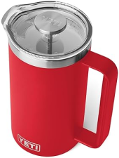 YETI RAMBLER 34 OZ FRENCH PRESS COFFEE MAKER IN RESCUE RED DURABLE, INSULATED BREWER