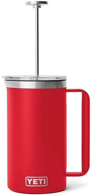 YETI RAMBLER 34 OZ FRENCH PRESS COFFEE MAKER IN RESCUE RED DURABLE, INSULATED BREWER