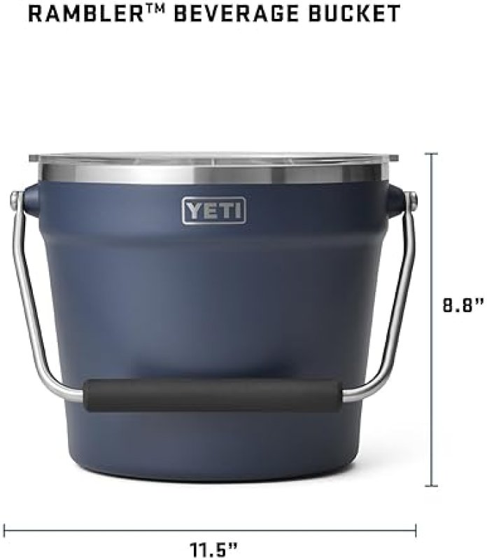 YETI BEVERAGE AND ICE BUCKET HOLDS 6 LONGNECK BOTTLES OR 3 WINE BOTTLES, DURABLE COOLER