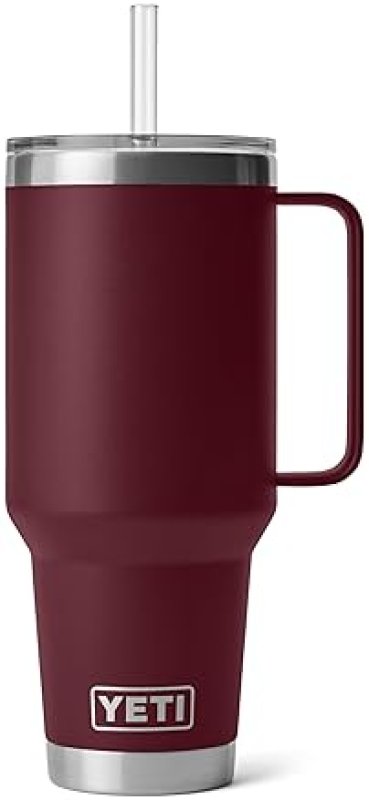 YETI RAMBLER 42 OZ VACUUM INSULATED TRAVEL TUMBLER WITH HANDLE STRAW LID, STAINLESS STEEL