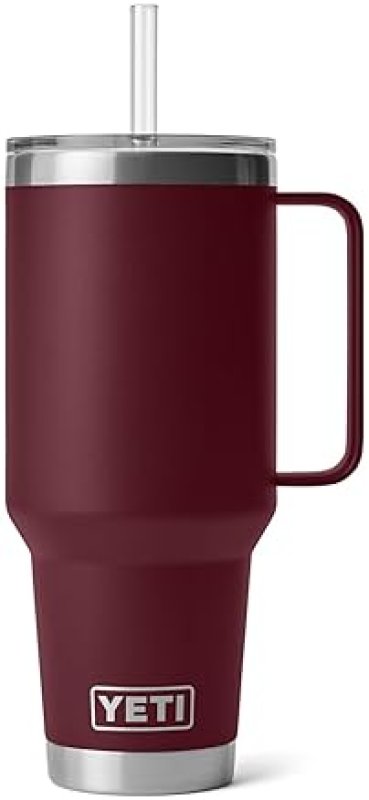 YETI RAMBLER 42 OZ VACUUM INSULATED TRAVEL TUMBLER WITH HANDLE STRAW LID, STAINLESS STEEL