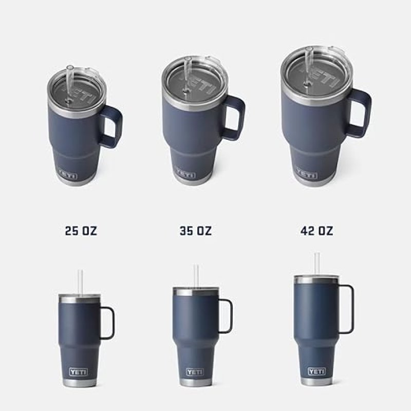 YETI RAMBLER 42 OZ VACUUM INSULATED TRAVEL TUMBLER WITH HANDLE STRAW LID, STAINLESS STEEL