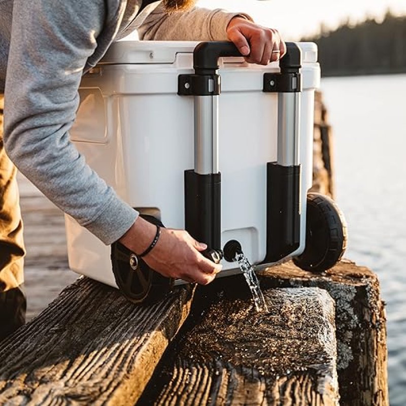 YETI ROADIE 48 WHEELED COOLER WITH RETRACTABLE PERISCOPE HANDLE DURABLE PORTABLE COOLER