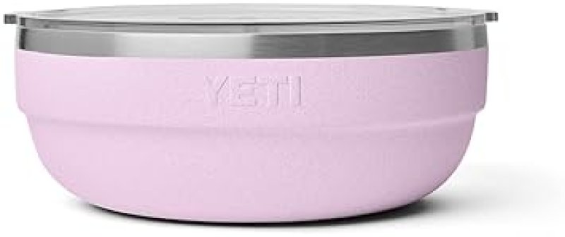 YETI RAMBLER 3.6 QUART CHERRY BLOSSOM STAINLESS STEEL LOW BOWL WITH LID VACUUM INSULATED, STACKABLE