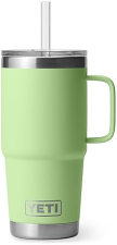 YETI RAMBLER 25 OZ STAINLESS STEEL TRAVEL TUMBLER WITH HANDLE, STRAW LID KEY LIME