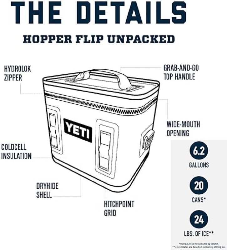 YETI HOPPER FLIP 18 PORTABLE SOFT COOLER DURABLE LEAKPROOF INSULATED COOLER BAG