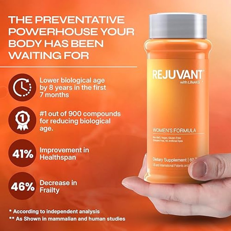 REJUVANT WOMENS AKG LONGEVITY SUPPLEMENT 1000MG PURE CALCIUM ALPHA-KETOGLUTARATE 180 TABLETS