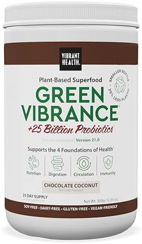 VIBRANT HEALTH VIBRANCE PLANT-BASED SUPERFOOD POWDER VEGAN CHOCOLATE COCONUT 25 SERVINGS BY VIBRANT HEALTH