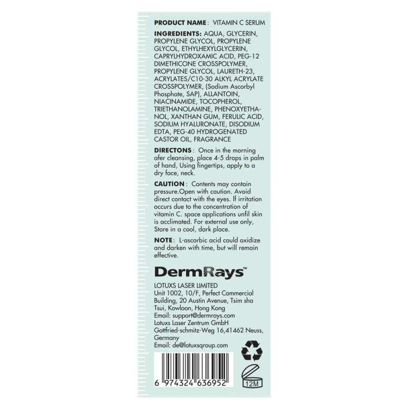 DERMRAYS VITAMIN C·E ANTIOXIDANT SUPPORT SERUM