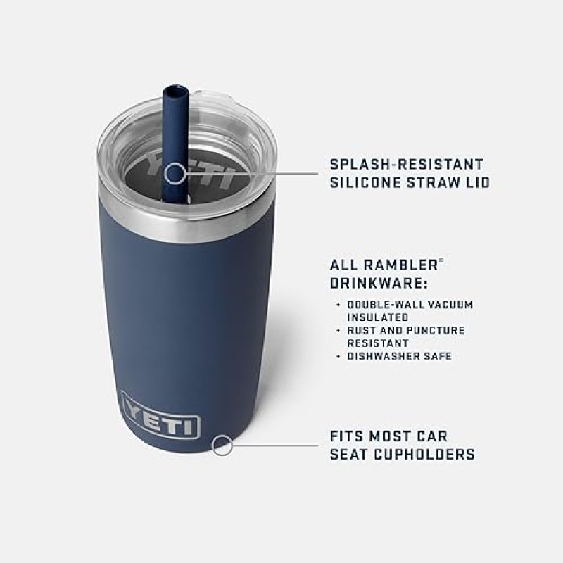 YETI RAMBLER JR 10 OZ TUMBLER WITH SILICONE STRAW LID DURABLE KIDS DRINKWARE CUP