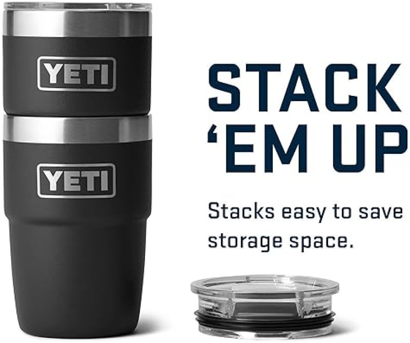 YETI RAMBLER 8OZ INSULATED COFFEE MUG WITH LID - STACKABLE, DOUBLE-WALL, STAINLESS STEEL, DISHWASHER