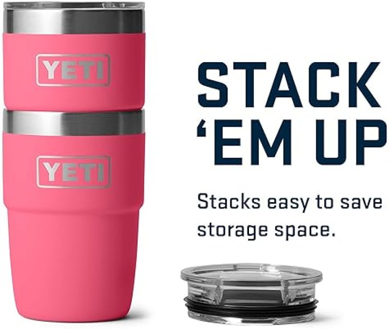 YETI RAMBLER 8 OZ INSULATED COFFEE MUG WITH LID STACKABLE, DOUBLE-WALL, STAINLESS STEEL, DISHWASHER