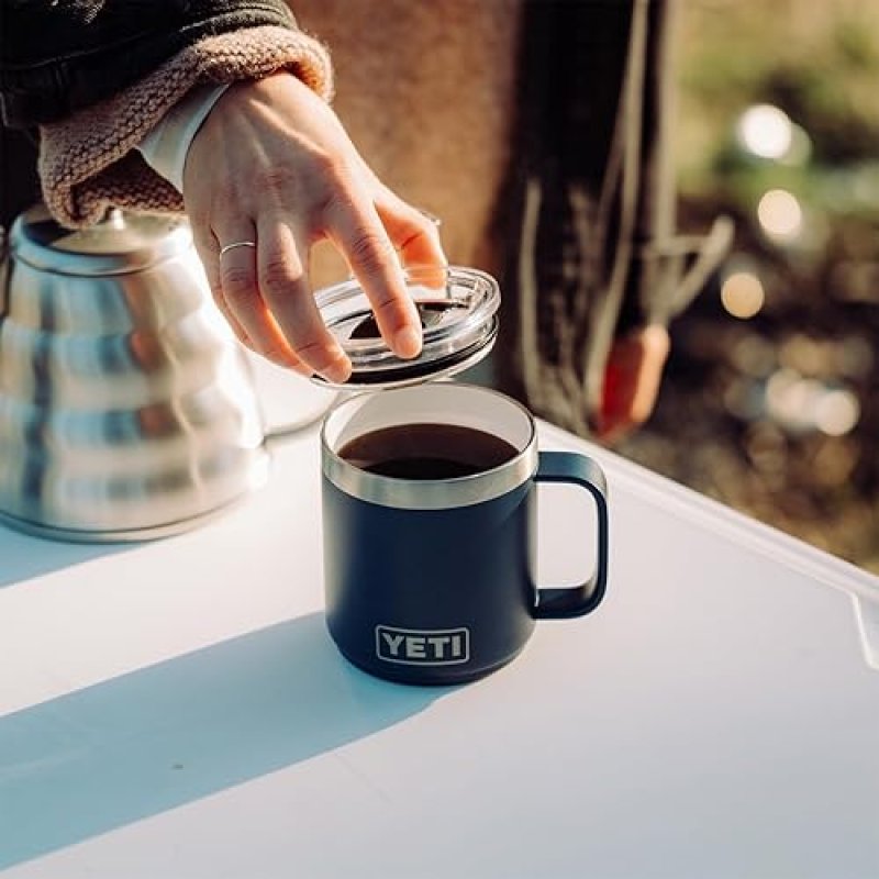 YETI RAMBLER 10 OZ STACKABLE CERAMIC LINED STAINLESS STEEL MUG WITH MAGSLIDER LID, TROPICAL PINK
