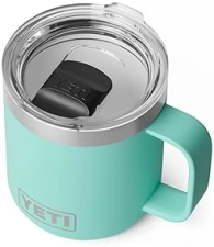 YETI RAMBLER 10 OZ STACKABLE CERAMIC LINED STAINLESS STEEL MUG WITH MAGSLIDER LID SEAFOAM