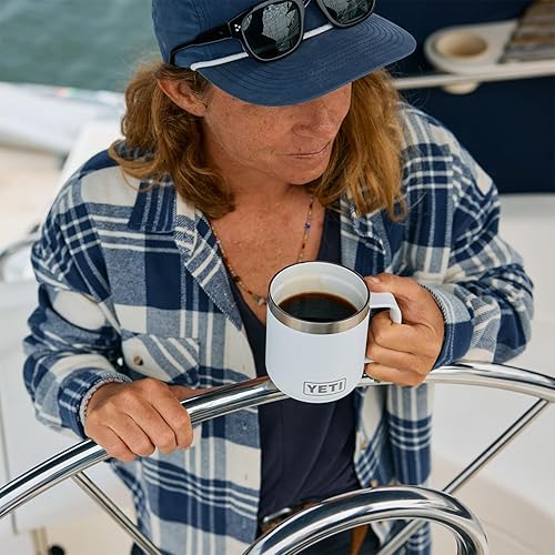 YETI RAMBLER 10 OZ STACKABLE CERAMIC LINED STAINLESS STEEL MUG WITH VACUUM INSULATED MAGSLIDER LID